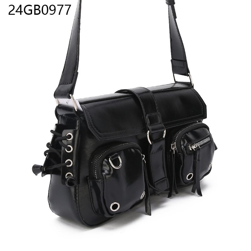 Latest leather motorcycle bag straps shoulder crossbody ladies shoulder bag small for women black shoulder bag