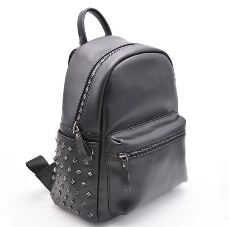 Custom daily use small black fashion real genuine cow leather backpack for ladies women