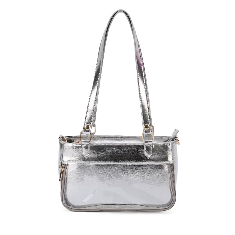 New fashion ladies PU leather tote bag woman retro crossbody bag with transparent window