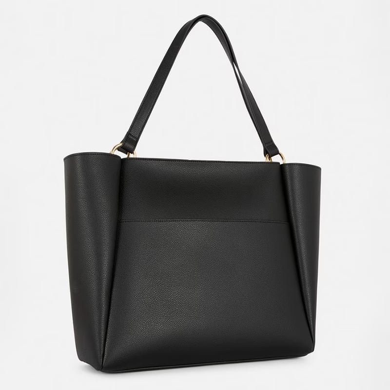 Soft faux leather tote bag with trendy ring-shaped hardware