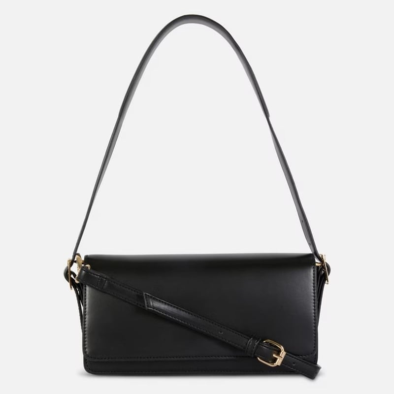 Faux leather buckle strap shoulder bag