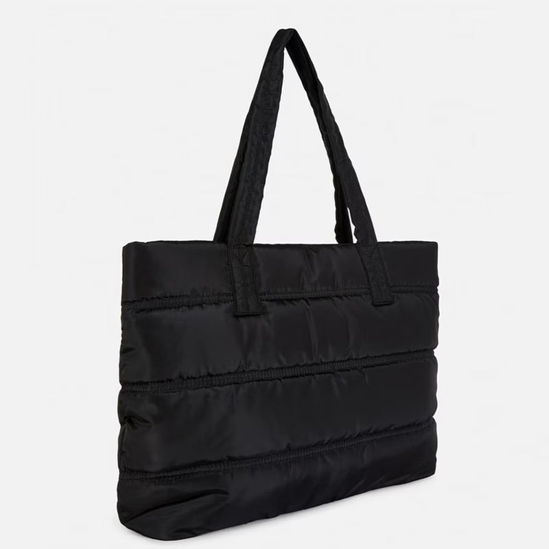 Women's black quilted shopper bag