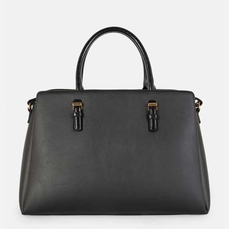 Faux leather removable tote with pouch