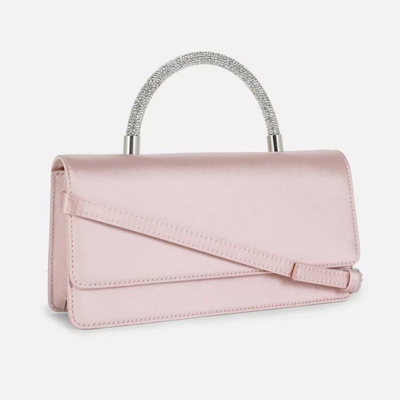 Diamante handle satin crossbody bag