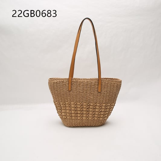 Large capacity women's single shoulder straw bag zip closure two handles casual fashionable beach holiday basket tote new l