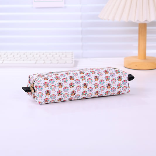 Cute floral flower canvas zipper pencil cases lovely fabric flower tree school supplies pen bags pencil case