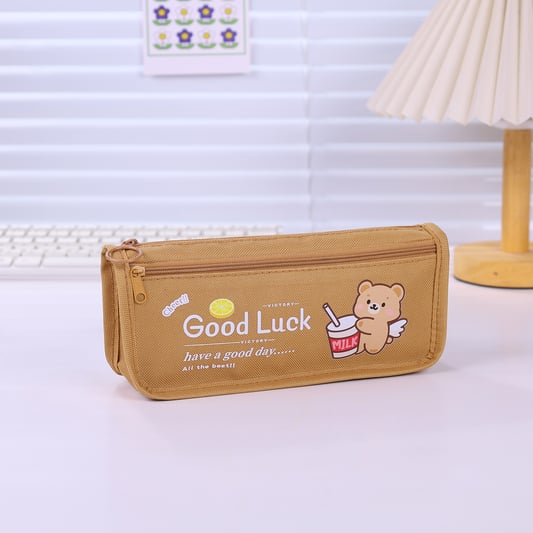 Hot sale cute children stationery high quality cartoon series multifunction canvas kids pencil case customizable pattern