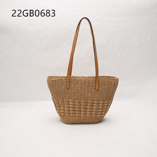 Large capacity women's single shoulder straw bag zip closure two handles casual fashionable beach holiday basket tote new lady's