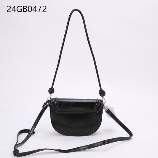 Black padded faux leather shoulder bag