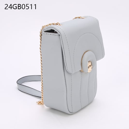 Faux leather cross body bag with metal lock