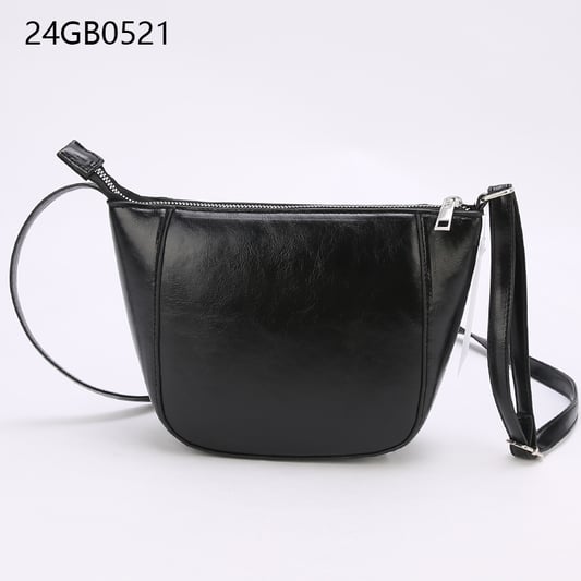 Women's black faux leather cross body bag