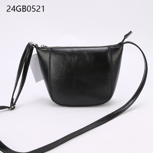 Women's black faux leather cross body bag