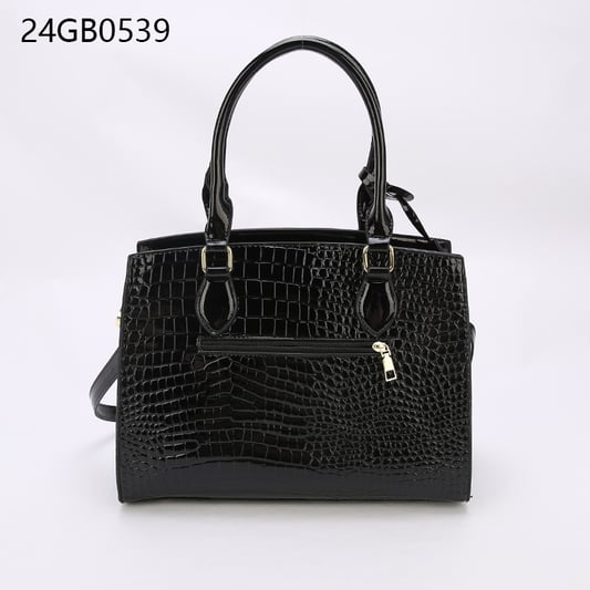 Crocodile black faux leather tote bag