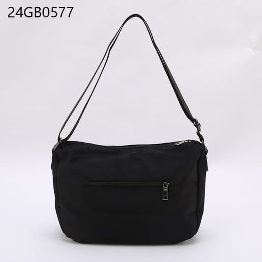 Nylon tote bag with long shoulder strap