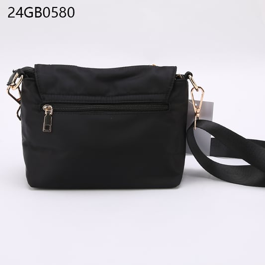 Multi pocket nylon crossbody bag with nylon strap