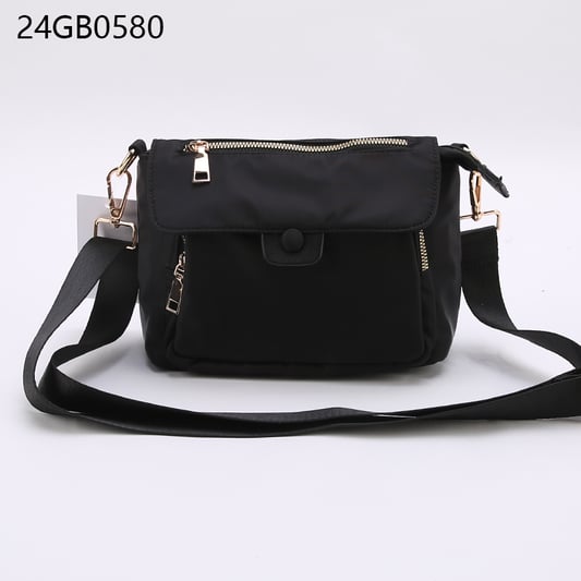 Multi pocket nylon crossbody bag with nylon strap