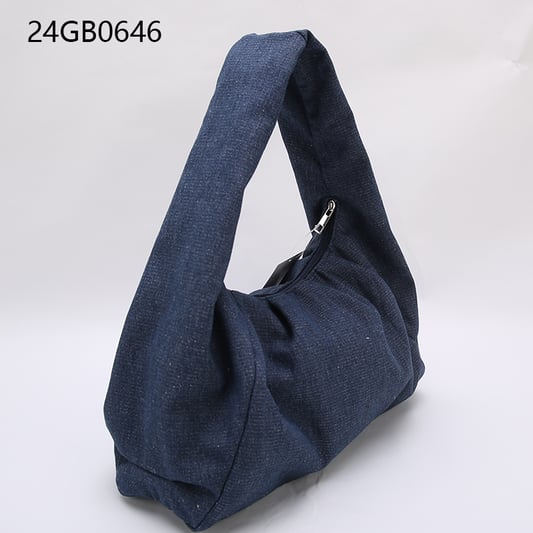 Wholesale women casual plain jeans denim shopper shoulders tote bags with internal pocket