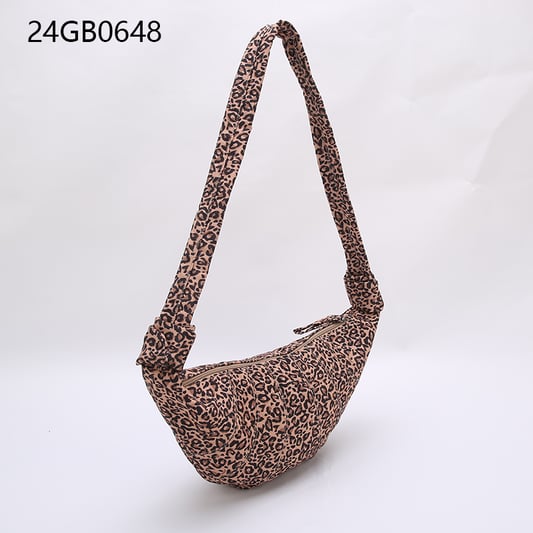 Leopard print vintage velvet suede leather tote bag croissant bag portable storage purse dumplings croissant crossbody bag