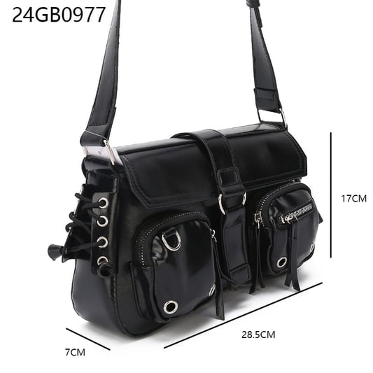 Latest leather motorcycle bag straps shoulder crossbody ladies shoulder bag small for women black shoulder bag