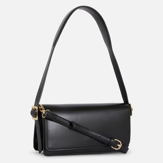 Faux leather buckle strap shoulder bag