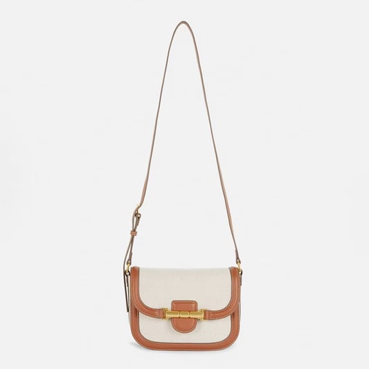 Edit faux small leather trim bucket bag