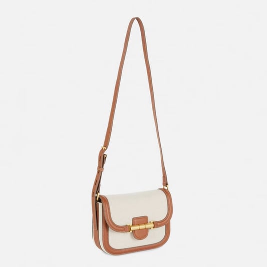 Edit faux small leather trim bucket bag