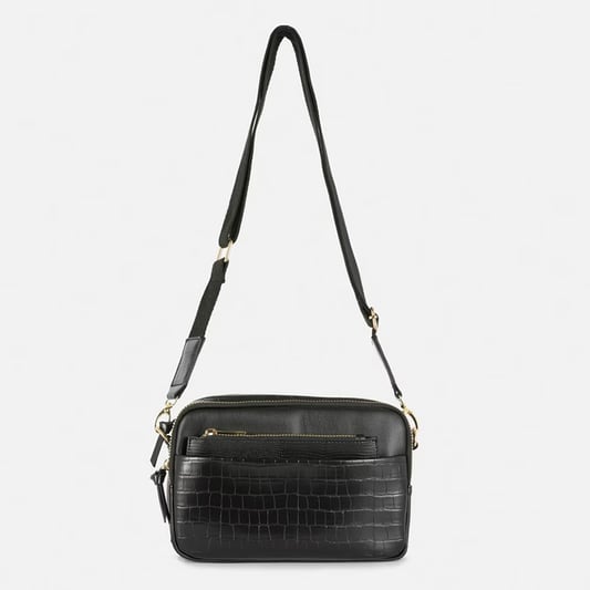 Faux crocodile camera bag double zip