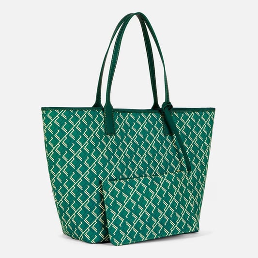 Large green monogram shopper bag