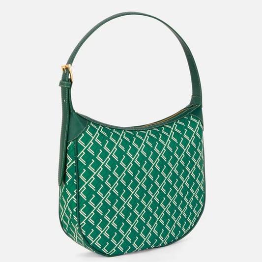 Green slouchy monogram shoulder bag