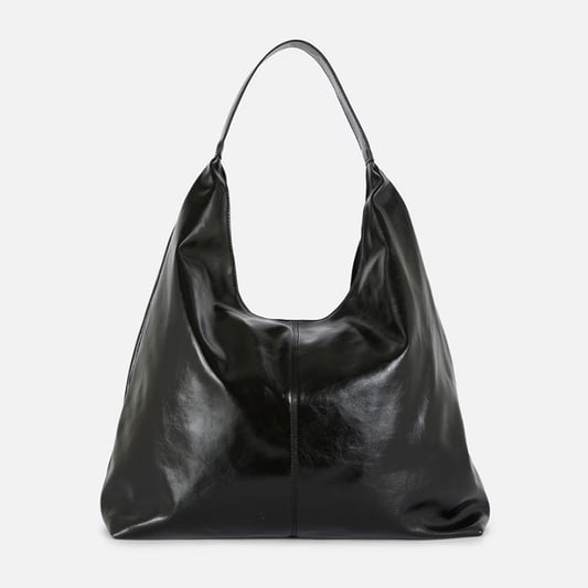 Women's black slouchy shopper tote bag